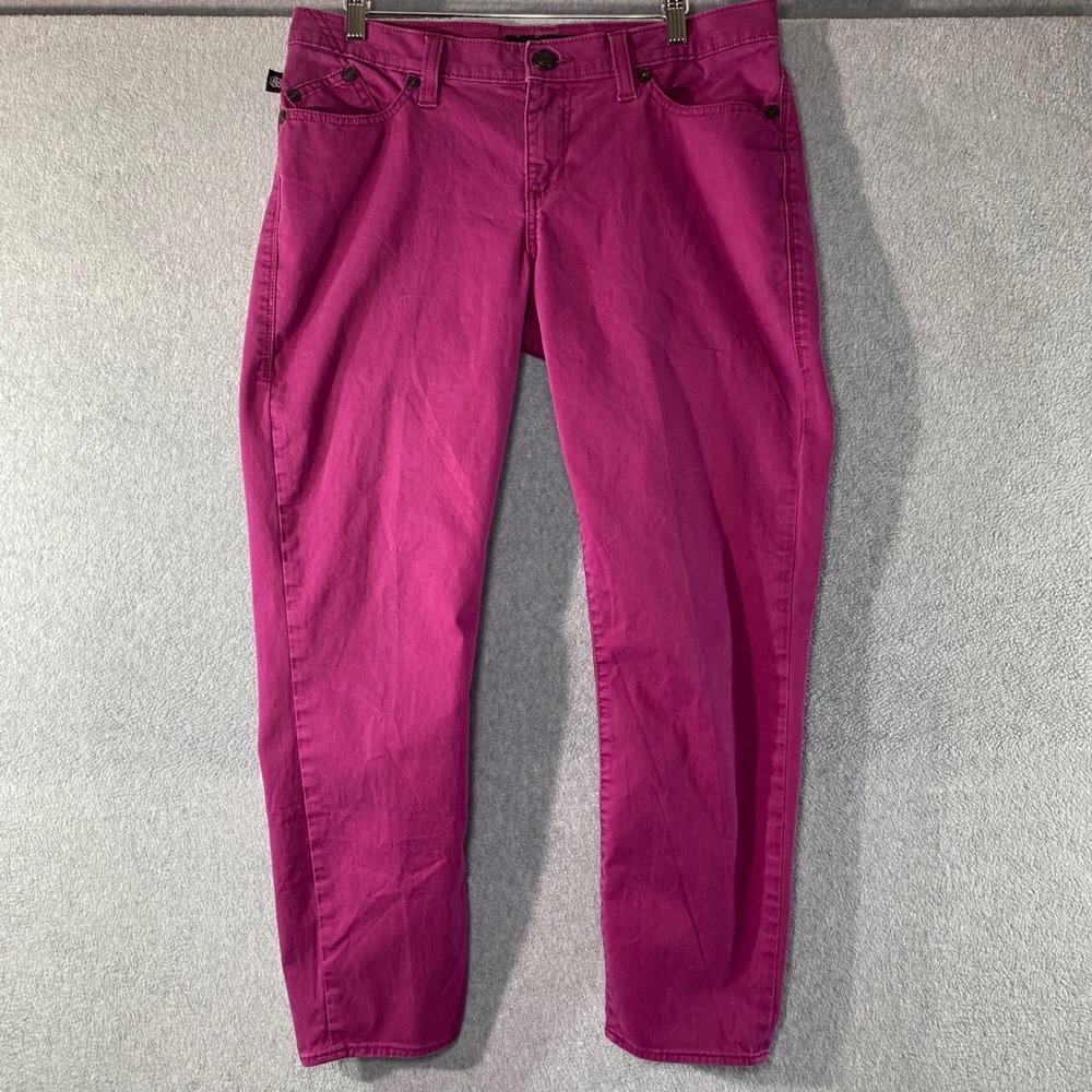 Rock & Republic Hamburg Pants Women's 12 Magenta Pink Slim Stretch Hot‎ Pink EUC